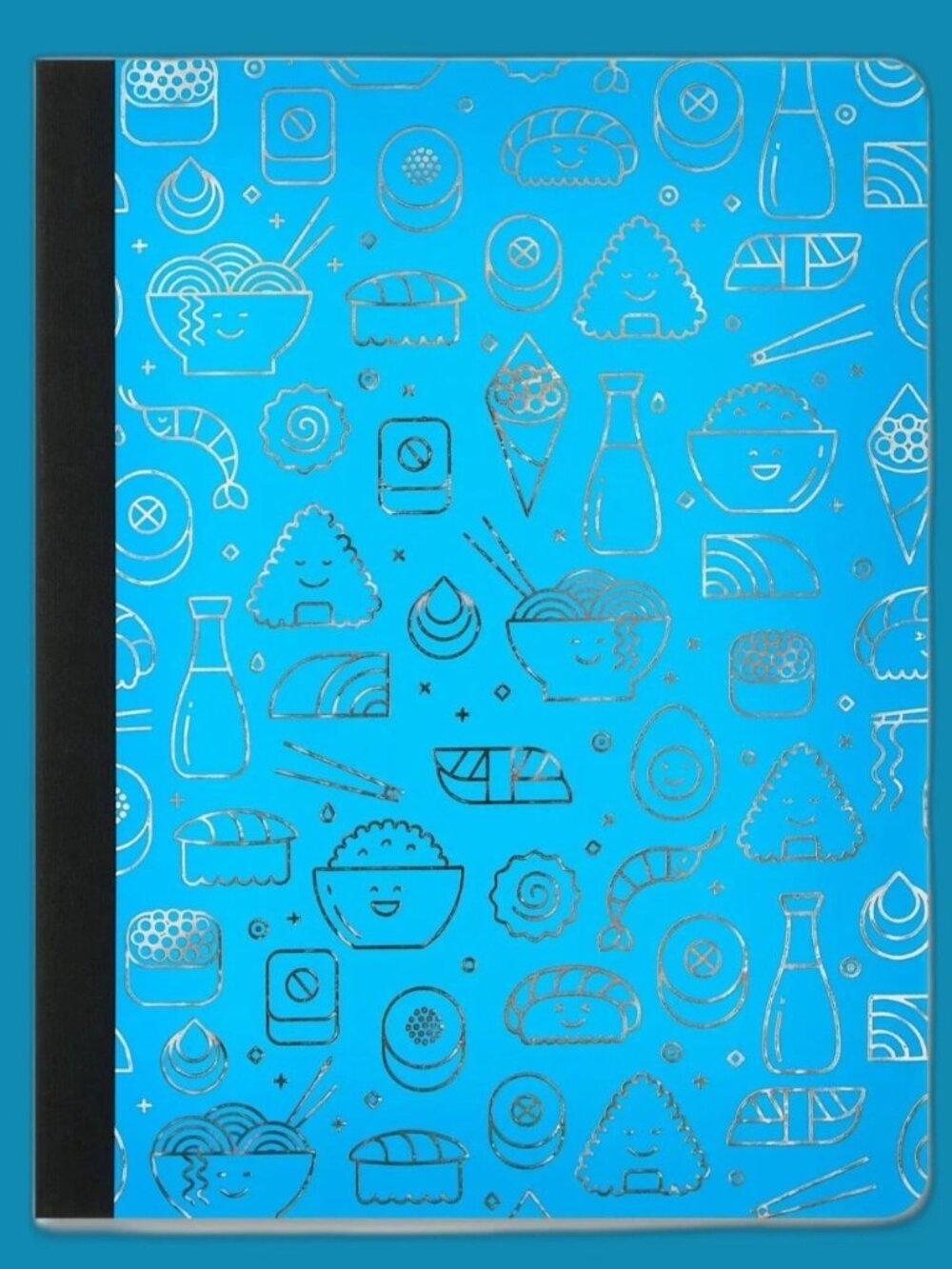 Pen+Gear Silver Sushi Foil Blue Wide Ruled Poly Composition Book NEW